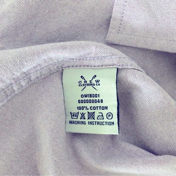 Crew Clothing Cotton Button Down Shirt Classic Fit Long Sleeve Lavender Purple - Picture 6 of 6